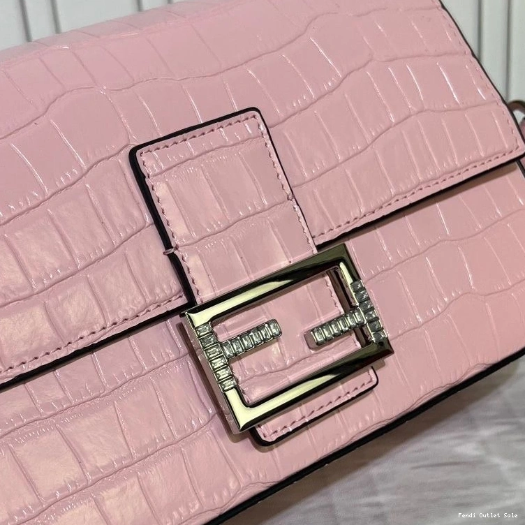 Cheap Fendi Tiffany Baguette Crocodile In Pink Medium Bag Leather 0710